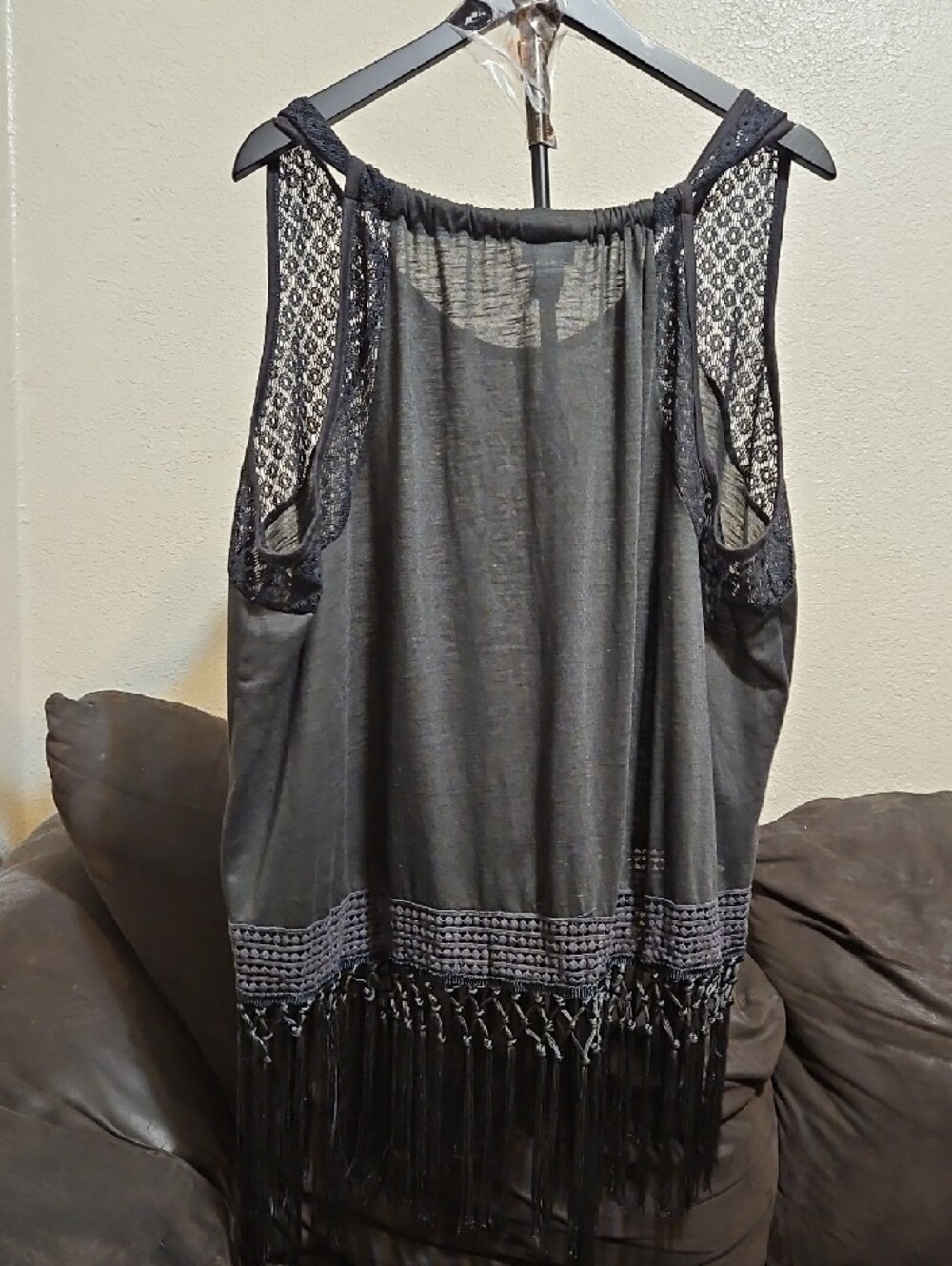 torrid Black Crochet Fringe Sheer Tank - Picture 4 of 8